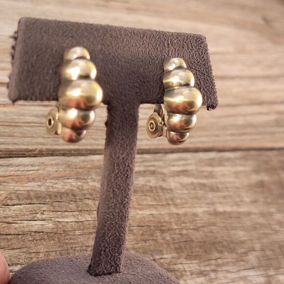 Ciani Sterling Signed Unique Modernist Metamorph Clip On Earrings - Picture 4 of 8